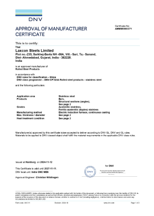 DNV Shipping Approval Certificate